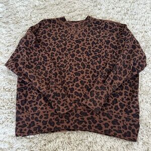 Abercrombie & Fitch Brown Black Leopard Print Crew Neck Sweater
